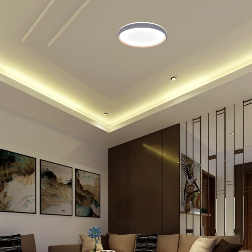 V-TAC 24201 LED Πλαφονίερα Οροφής Στρογγυλή Φ500 30W/60W 6000lm Dimmable CCT με Τηλεχειριστήριο Γκρι Απόχρωση Ξύλου