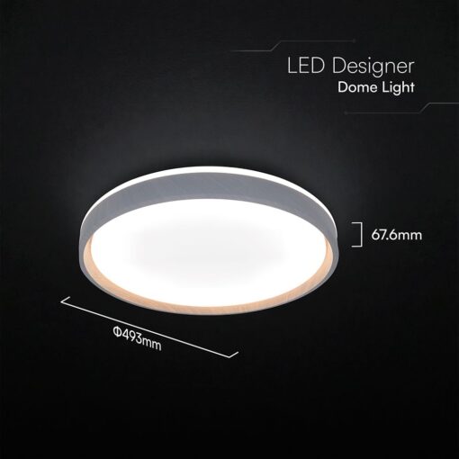 V-TAC 24201 LED Πλαφονίερα Οροφής Στρογγυλή Φ500 30W/60W 6000lm Dimmable CCT με Τηλεχειριστήριο Γκρι Απόχρωση Ξύλου