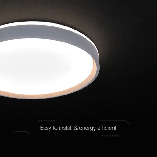 V-TAC 24201 LED Πλαφονίερα Οροφής Στρογγυλή Φ500 30W/60W 6000lm Dimmable CCT με Τηλεχειριστήριο Γκρι Απόχρωση Ξύλου