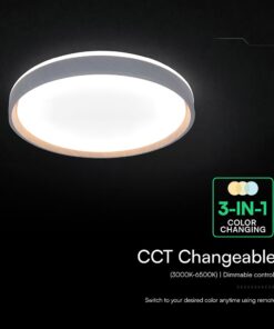 V-TAC 24201 LED Πλαφονίερα Οροφής Στρογγυλή Φ500 30W/60W 6000lm Dimmable CCT με Τηλεχειριστήριο Γκρι Απόχρωση Ξύλου