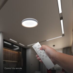 V-TAC 24201 LED Πλαφονίερα Οροφής Στρογγυλή Φ500 30W/60W 6000lm Dimmable CCT με Τηλεχειριστήριο Γκρι Απόχρωση Ξύλου