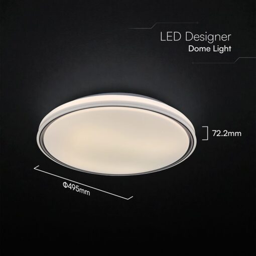 V-TAC 24202 LED Πλαφονίερα Οροφής Στρογγυλή Φ500 30W/60W 6000lm Dimmable CCT με Τηλεχειριστήριο Λευκή με Μαύρο Στεφάνι