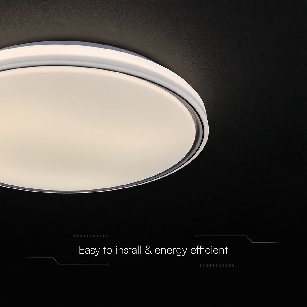 V-TAC 24202 LED Πλαφονίερα Οροφής Στρογγυλή Φ500 30W/60W 6000lm Dimmable CCT με Τηλεχειριστήριο Λευκή με Μαύρο Στεφάνι