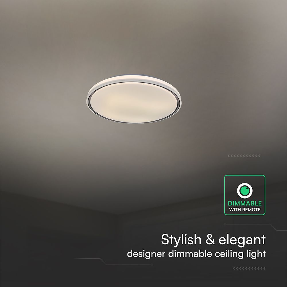 V-TAC 24202 LED Πλαφονίερα Οροφής Στρογγυλή Φ500 30W/60W 6000lm Dimmable CCT με Τηλεχειριστήριο Λευκή με Μαύρο Στεφάνι