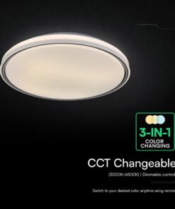V-TAC 24202 LED Πλαφονίερα Οροφής Στρογγυλή Φ500 30W/60W 6000lm Dimmable CCT με Τηλεχειριστήριο Λευκή με Μαύρο Στεφάνι