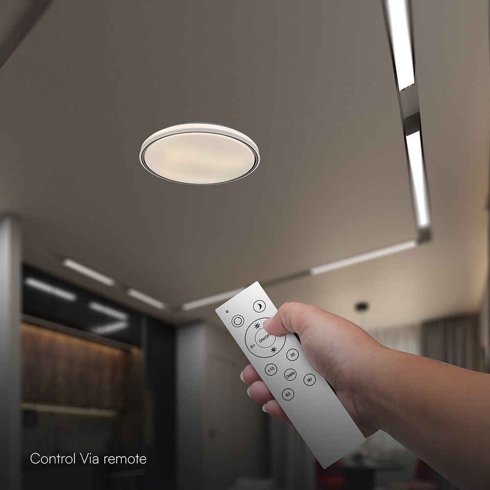 V-TAC 24202 LED Πλαφονίερα Οροφής Στρογγυλή Φ500 30W/60W 6000lm Dimmable CCT με Τηλεχειριστήριο Λευκή με Μαύρο Στεφάνι