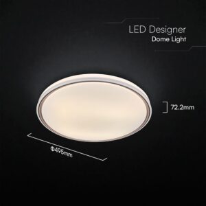 V-TAC 24203 LED Πλαφονίερα Οροφής Στρογγυλή Φ500 30W/60W 6000lm Dimmable CCT με Τηλεχειριστήριο Λευκή με Καφέ Στεφάνι