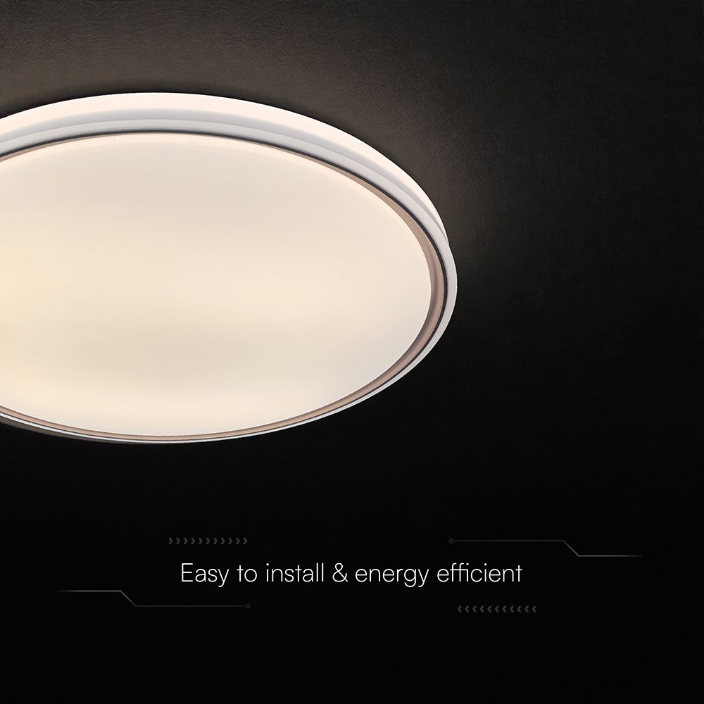 V-TAC 24203 LED Πλαφονίερα Οροφής Στρογγυλή Φ500 30W/60W 6000lm Dimmable CCT με Τηλεχειριστήριο Λευκή με Καφέ Στεφάνι