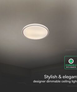 V-TAC 24203 LED Πλαφονίερα Οροφής Στρογγυλή Φ500 30W/60W 6000lm Dimmable CCT με Τηλεχειριστήριο Λευκή με Καφέ Στεφάνι