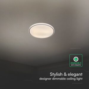 V-TAC 24203 LED Πλαφονίερα Οροφής Στρογγυλή Φ500 30W/60W 6000lm Dimmable CCT με Τηλεχειριστήριο Λευκή με Καφέ Στεφάνι