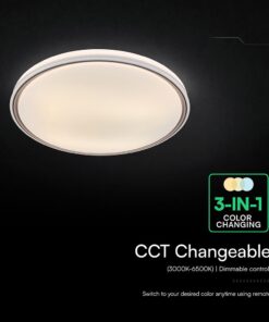 V-TAC 24203 LED Πλαφονίερα Οροφής Στρογγυλή Φ500 30W/60W 6000lm Dimmable CCT με Τηλεχειριστήριο Λευκή με Καφέ Στεφάνι