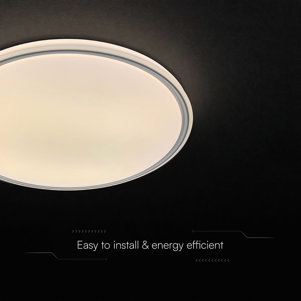 V-TAC 24204 LED Πλαφονίερα Οροφής Στρογγυλή Φ500 30W/60W 6000lm Dimmable CCT με Τηλεχειριστήριο Γκρι
