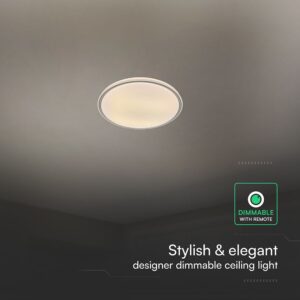 V-TAC 24204 LED Πλαφονίερα Οροφής Στρογγυλή Φ500 30W/60W 6000lm Dimmable CCT με Τηλεχειριστήριο Γκρι