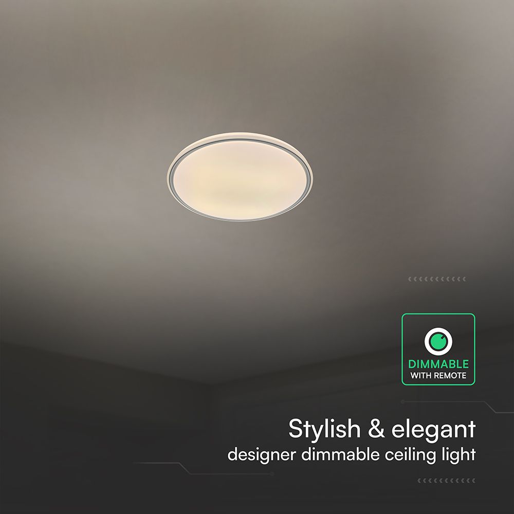 V-TAC 24204 LED Πλαφονίερα Οροφής Στρογγυλή Φ500 30W/60W 6000lm Dimmable CCT με Τηλεχειριστήριο Γκρι