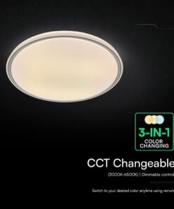 V-TAC 24204 LED Πλαφονίερα Οροφής Στρογγυλή Φ500 30W/60W 6000lm Dimmable CCT με Τηλεχειριστήριο Γκρι