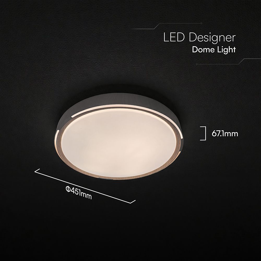 V-TAC 24205 LED Πλαφονίερα Οροφής Στρογγυλή Φ500 30W/60W 6000lm Dimmable CCT με Τηλεχειριστήριο σε Απόχρωση Σκούρου Ξύλου