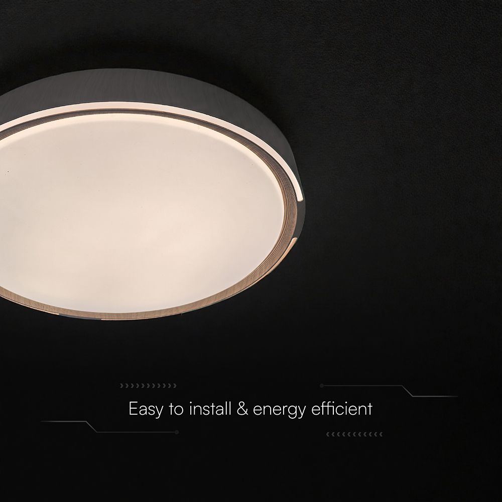 V-TAC 24205 LED Πλαφονίερα Οροφής Στρογγυλή Φ500 30W/60W 6000lm Dimmable CCT με Τηλεχειριστήριο σε Απόχρωση Σκούρου Ξύλου