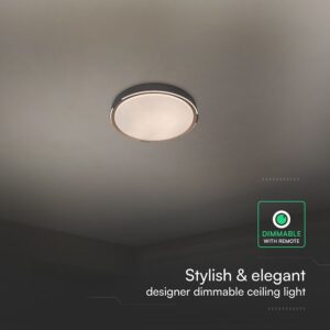 V-TAC 24205 LED Πλαφονίερα Οροφής Στρογγυλή Φ500 30W/60W 6000lm Dimmable CCT με Τηλεχειριστήριο σε Απόχρωση Σκούρου Ξύλου