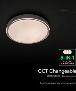 V-TAC 24205 LED Πλαφονίερα Οροφής Στρογγυλή Φ500 30W/60W 6000lm Dimmable CCT με Τηλεχειριστήριο σε Απόχρωση Σκούρου Ξύλου