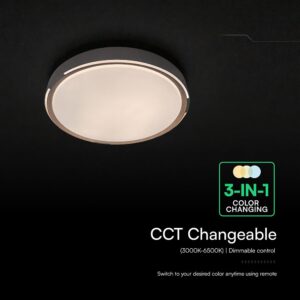 V-TAC 24205 LED Πλαφονίερα Οροφής Στρογγυλή Φ500 30W/60W 6000lm Dimmable CCT με Τηλεχειριστήριο σε Απόχρωση Σκούρου Ξύλου