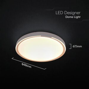 V-TAC 24206 LED Πλαφονίερα Οροφής Στρογγυλή Φ500 30W/60W 6000lm Dimmable CCT με Τηλεχειριστήριο σε Απόχρωση Ξύλου