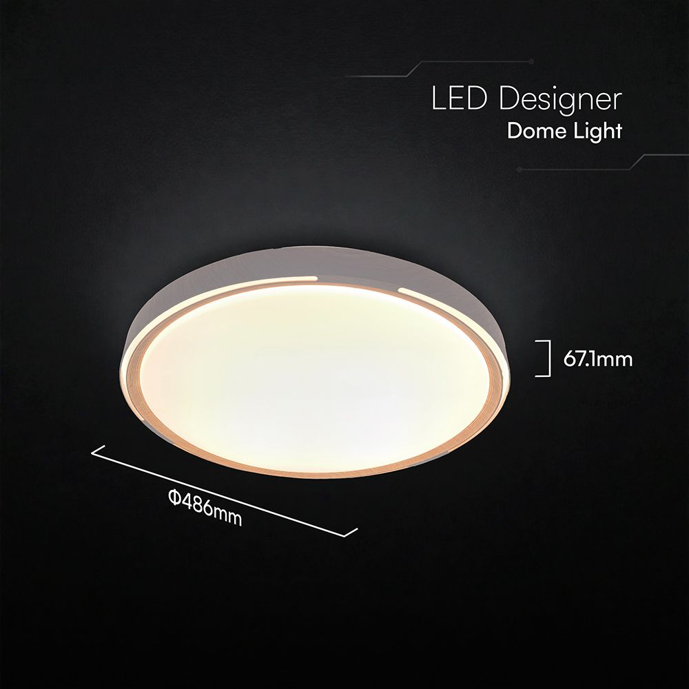 V-TAC 24206 LED Πλαφονίερα Οροφής Στρογγυλή Φ500 30W/60W 6000lm Dimmable CCT με Τηλεχειριστήριο σε Απόχρωση Ξύλου