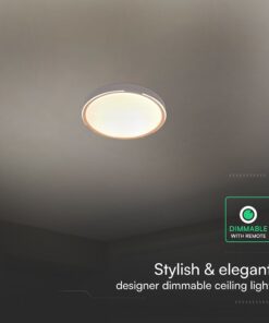 V-TAC 24206 LED Πλαφονίερα Οροφής Στρογγυλή Φ500 30W/60W 6000lm Dimmable CCT με Τηλεχειριστήριο σε Απόχρωση Ξύλου