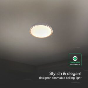 V-TAC 24206 LED Πλαφονίερα Οροφής Στρογγυλή Φ500 30W/60W 6000lm Dimmable CCT με Τηλεχειριστήριο σε Απόχρωση Ξύλου