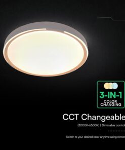 V-TAC 24206 LED Πλαφονίερα Οροφής Στρογγυλή Φ500 30W/60W 6000lm Dimmable CCT με Τηλεχειριστήριο σε Απόχρωση Ξύλου