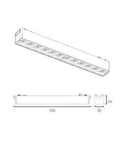 Sun Light ΦΩΤΙΣΤΙΚΑ-ΓΡΑΜΜΙΚΑ-ΜΑΓΝΗΤΙΚΗΣ ΡΑΓΑΣ-48V-ΜΑΥΡΟ ΧΡΩΜΑ-ARION-12G-W