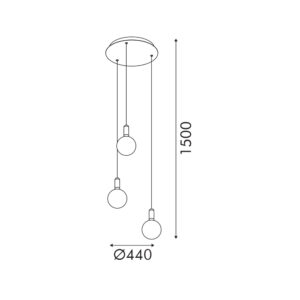 MARBELLA-ΦΩΤΙΣΤΙΚΟ ΚΡΕΜΑΣΤΟ ΤΡΙΦΩΤΟ ΑΜΜΩΔΕΣ ΜΑΥΡΟ ΑΛΟΥΜΙΝΙΟΥ LED SMD 33W CCT 2145LM 440X440X1500MM ACA – CN3PMBKCCT