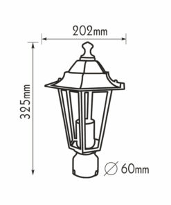 ΚΕΦΑΛΗ ΓΙΑ ΚΟΛΩΝΑΚΙ Φ60 ΦΑΝΑΡΑΚΙ ΜΑΥΡΟ RAL C0026 ACA – HI6024BMS