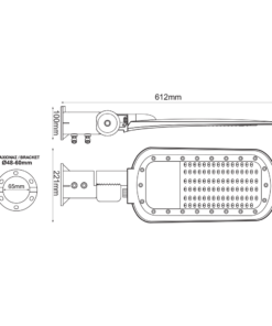 LED STREET LUMINAIRE 100W 12000LM 2200K 140×90˚ CLASS I 230V AC IP66 ACA – NORD10022
