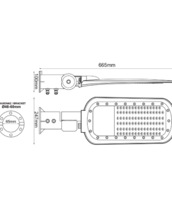 LED STREET LUMINAIRE 150W 18000LM 2200K 140×90˚ CLASS I 230V AC IP66 ACA – NORD15022