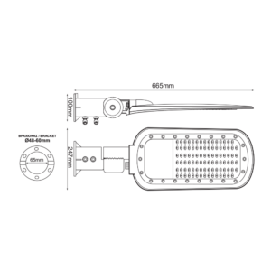 LED STREET LUMINAIRE 150W 18000LM 2200K 140×90˚ CLASS I 230V AC IP66 ACA – NORD15022