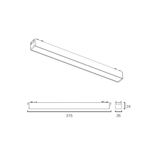 Sun Light ΦΩΤΙΣΤΙΚΑ-ΓΡΑΜΜΙΚΑ-ΜΑΓΝΗΤΙΚΗΣ ΡΑΓΑΣ-48V-ΜΑΥΡΟ ΧΡΩΜΑ-ARION-10FL-W
