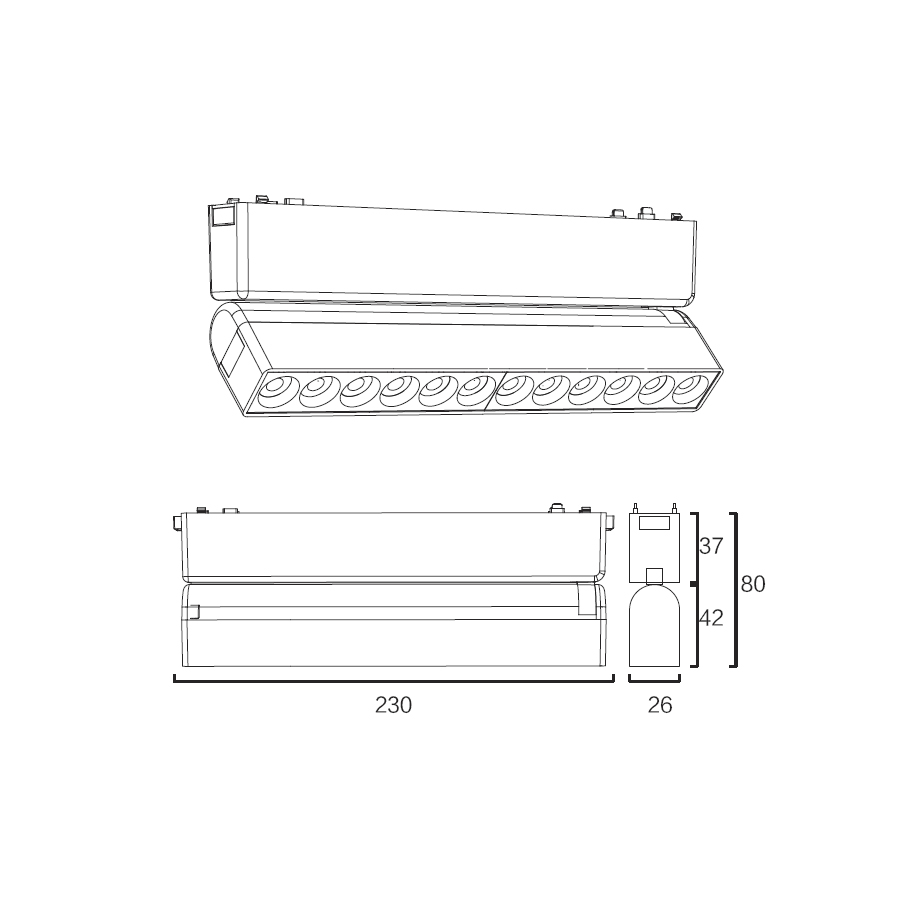 Sun Light ΦΩΤΙΣΤΙΚΑ-ΓΡΑΜΜΙΚΑ-ΜΑΓΝΗΤΙΚΗΣ ΡΑΓΑΣ-48V-ΜΑΥΡΟ ΧΡΩΜΑ-ARION-12GR-W