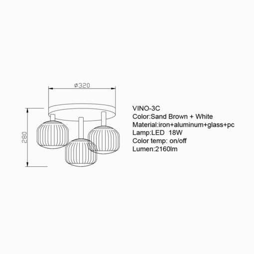 Sun Light ΟΡΟΦΗΣ ΦΩΤΙΣΤΙΚΟ LED-ΠΛΑΦΟΝΙΕΡΑ-ΚΩΔ. VINO-3C
