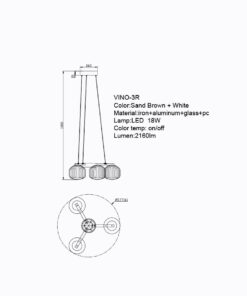 Sun Light ΚΡΕΜΑΣΤΟ 3ΦΩΤΟ ΦΩΤΙΣΤΙΚΟ ΟΡΟΦΗΣ-ΚΩΔ. VINO-3R