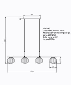 Sun Light ΚΡΕΜΑΣΤΟ 4ΦΩΤΟ ΦΩΤΙΣΤΙΚΟ ΟΡΟΦΗΣ-ΚΩΔ. VINO-4S