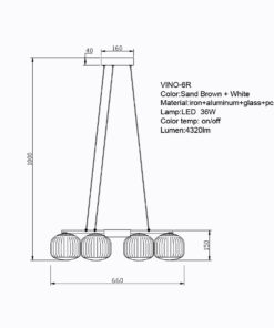 Sun Light ΚΡΕΜΑΣΤΟ 6ΦΩΤΟ ΦΩΤΙΣΤΙΚΟ ΟΡΟΦΗΣ-ΚΩΔ. VINO-6R