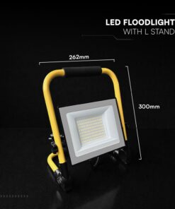 LED Προβολέας Εργασίας 50W V-TAC Cree Chip Μαύρος με Κίτρινη Βάση IP65 5000lm Φυσικό 4000K 3m Καλώδιο 6yrs Wty – 242186VT