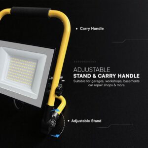 LED Προβολέας Εργασίας 50W V-TAC Cree Chip Μαύρος με Κίτρινη Βάση IP65 5000lm Φυσικό 4000K 3m Καλώδιο 6yrs Wty – 242186VT