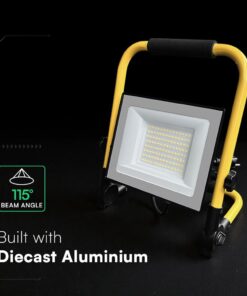 LED Προβολέας Εργασίας 50W V-TAC Cree Chip Μαύρος με Κίτρινη Βάση IP65 5000lm Φυσικό 4000K 3m Καλώδιο 6yrs Wty – 242186VT