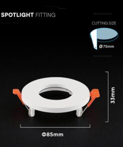 Βάση Σποτ GU10 – MR16 V-TAC Χωνευτή Στρογγυλή IP44 Λευκή Ματ 24221VT