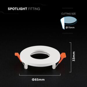 Βάση Σποτ GU10 – MR16 V-TAC Χωνευτή Στρογγυλή IP44 Λευκή Ματ 24221VT