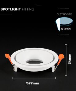 Βάση Σποτ Στρογγυλή Χωνευτή Λευκή GU10 Αλουμινίου V-TAC 24222VT