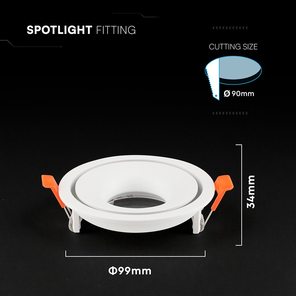 Βάση Σποτ Στρογγυλή Χωνευτή Λευκή GU10 Αλουμινίου V-TAC 24222VT