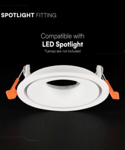 Βάση Σποτ Στρογγυλή Χωνευτή Λευκή GU10 Αλουμινίου V-TAC 24222VT