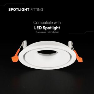 Βάση Σποτ Στρογγυλή Χωνευτή Λευκή GU10 Αλουμινίου V-TAC 24222VT